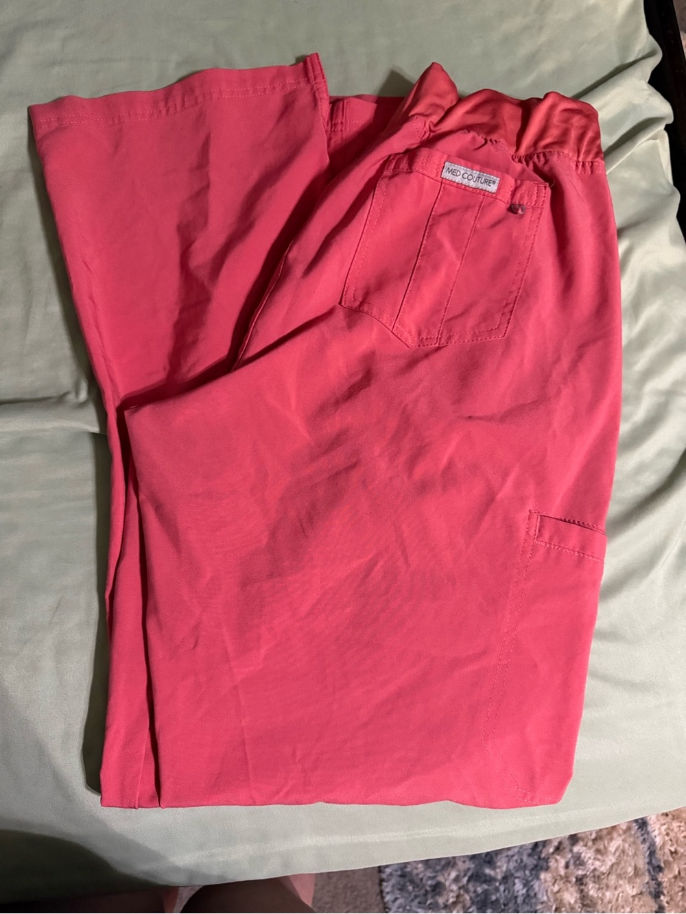 Med Couture Coral Pink Elastic Waist Scrub Pants
